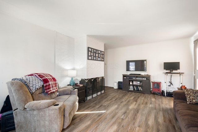 living room with hardwood / wood-style floors