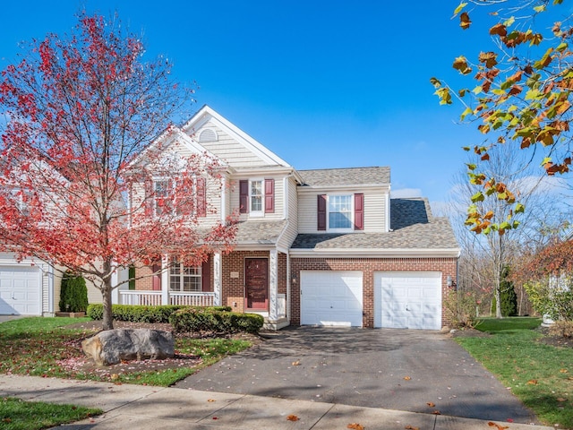 view of front of home featuring covered porch and a garage