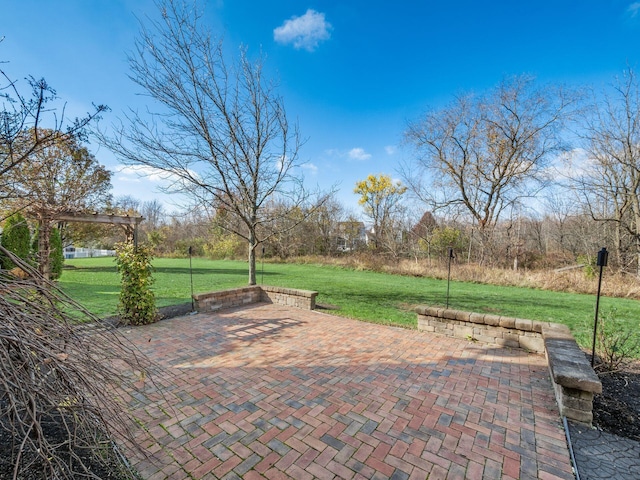 view of patio / terrace featuring a pergola