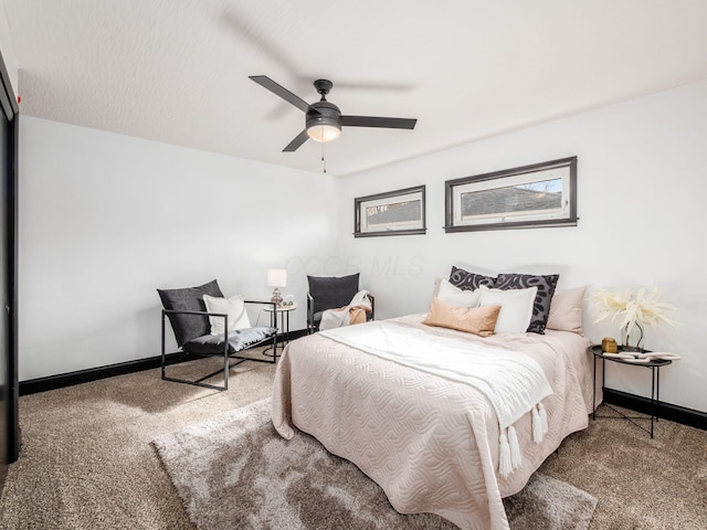 bedroom with carpet and ceiling fan