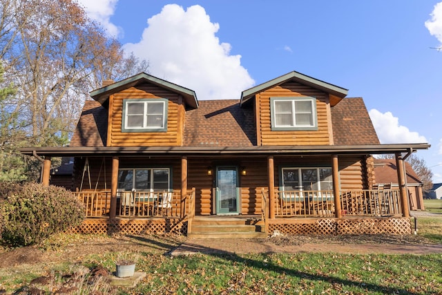 cabin with covered porch