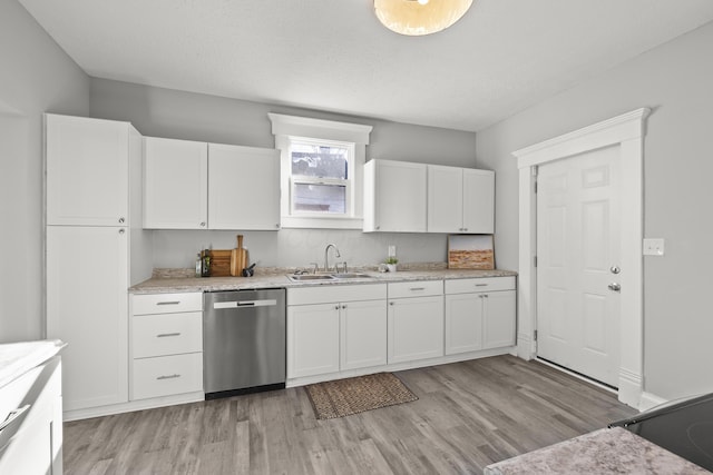 kitchen featuring sink, white cabinets, and stainless steel dishwasher