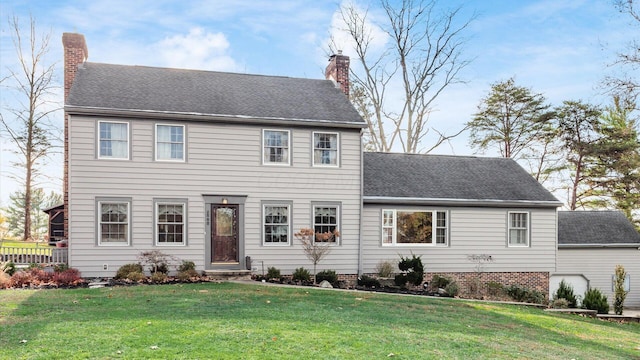 colonial house with a front lawn