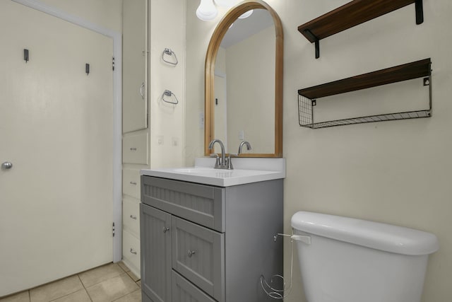 bathroom with tile patterned floors, vanity, and toilet