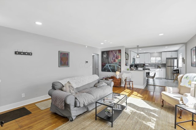 living room featuring light hardwood / wood-style flooring