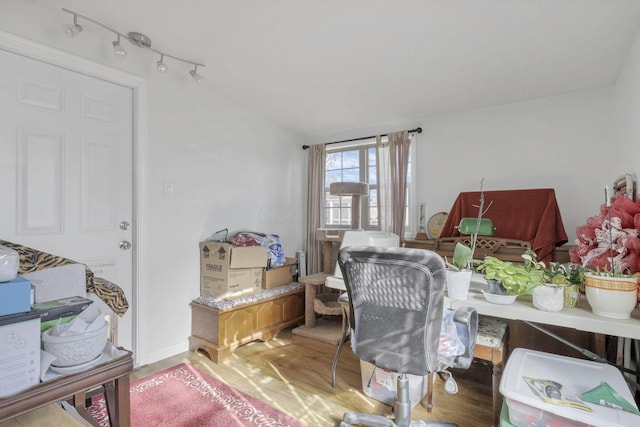 office space with hardwood / wood-style flooring