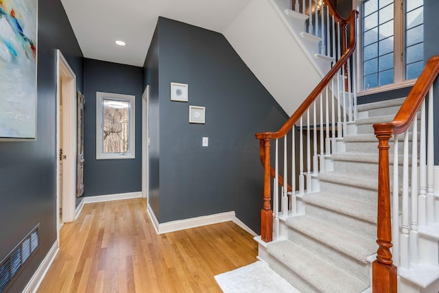 foyer with light wood-type flooring