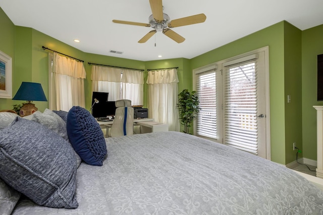 bedroom featuring ceiling fan