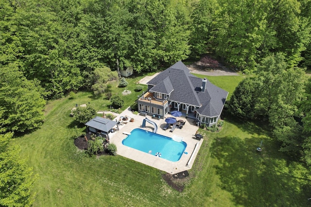 6003 Nichols Ln, Johnstown, OH 43031 - view from above of property featuring a pool
