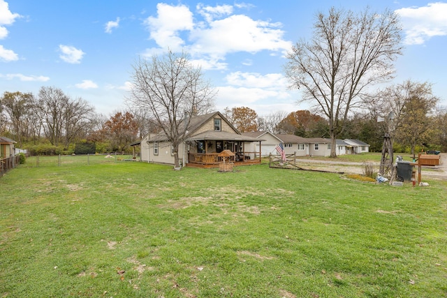 view of yard featuring a wooden deck