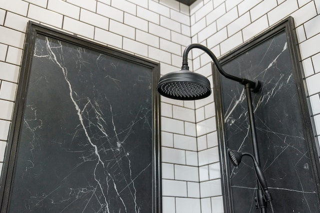 exterior details featuring a shower