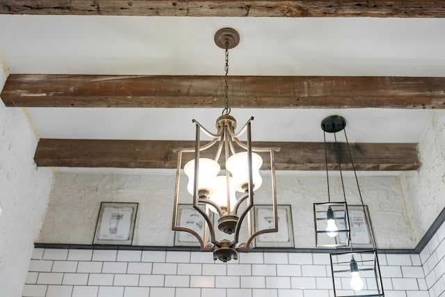 interior details with beam ceiling