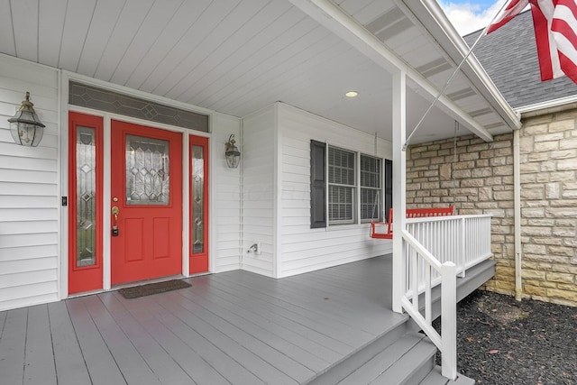 property entrance with a porch