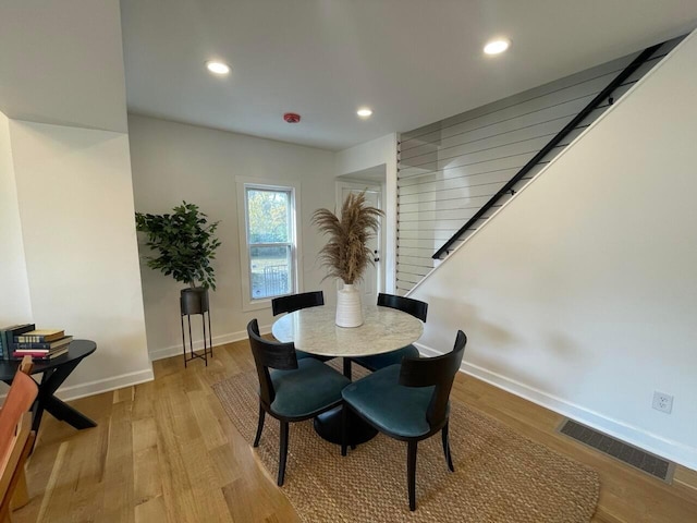 dining room featuring light wood-type flooring