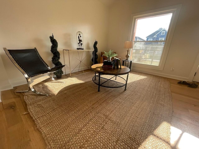 sitting room with light wood-type flooring