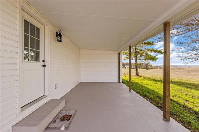 view of patio / terrace featuring a rural view