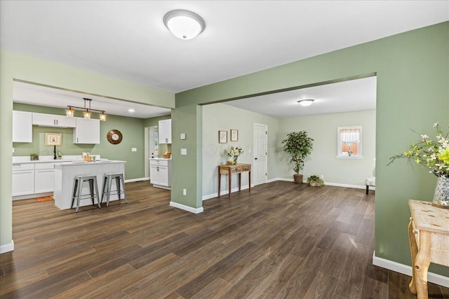 interior space featuring dark wood-type flooring