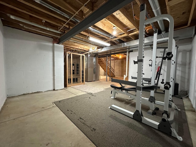 basement with heating unit