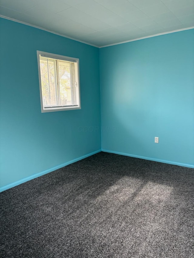 carpeted empty room with ornamental molding