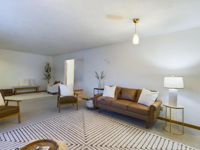 living room with light colored carpet