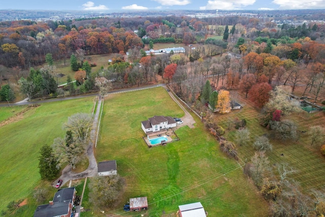 aerial view featuring a rural view