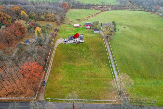 drone / aerial view with a rural view