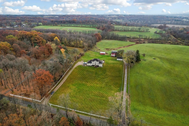 birds eye view of property with a rural view