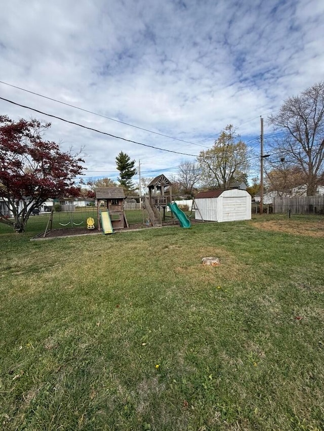 view of yard with a playground