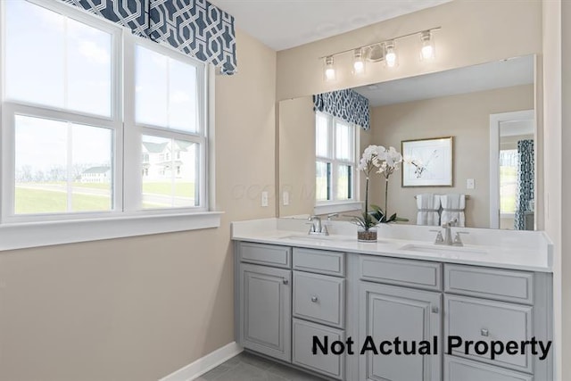 bathroom featuring tile patterned floors and vanity