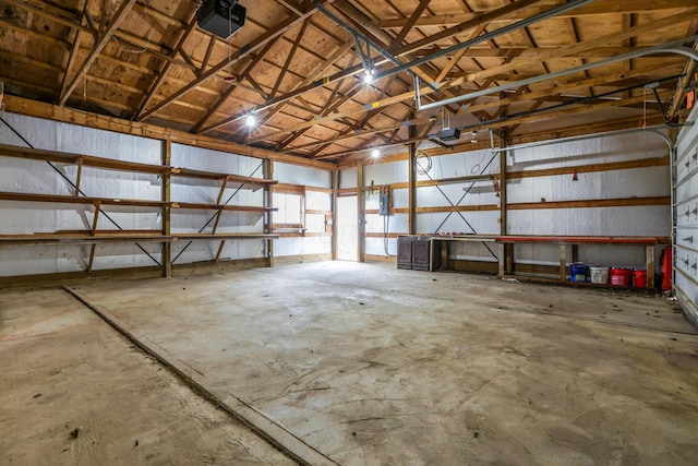 garage with a garage door opener