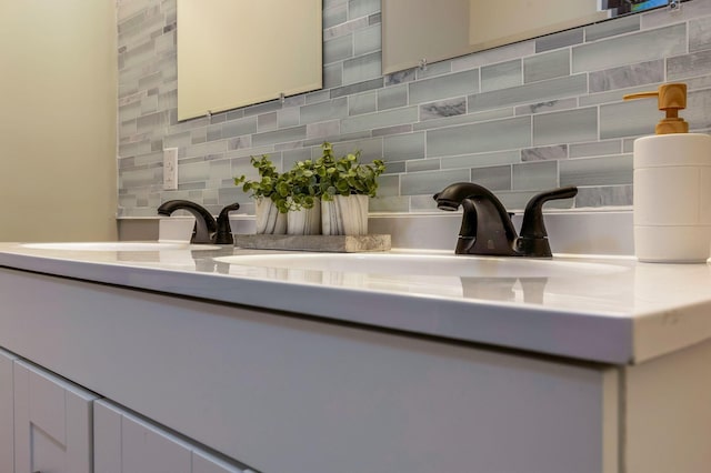 room details with backsplash and sink