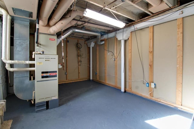 basement with heating unit