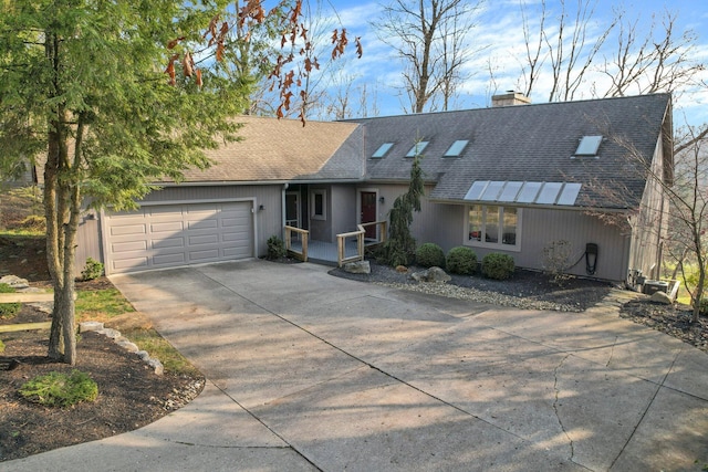 view of front of property with a garage