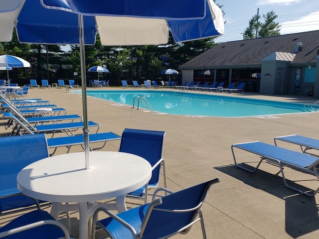 view of pool featuring a patio