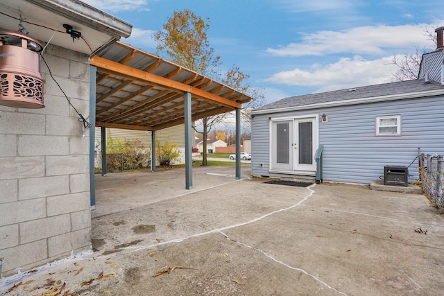 view of patio / terrace featuring french doors