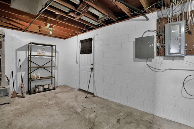 basement with electric panel