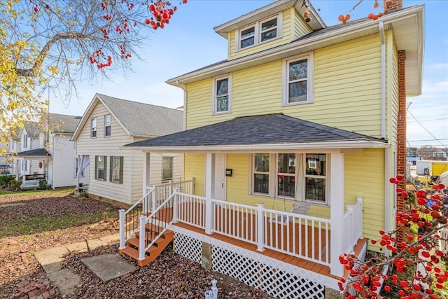 view of front facade featuring covered porch