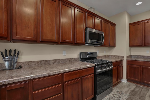 kitchen featuring light wood-type flooring and stainless steel appliances