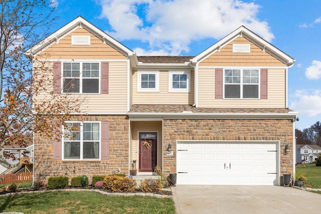 view of front of house with a garage