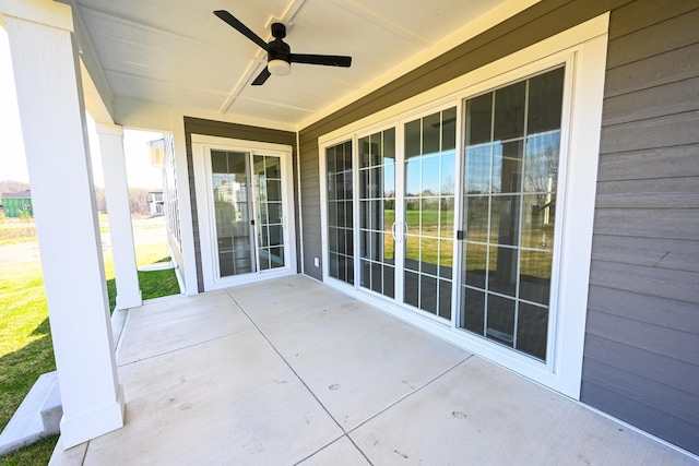view of patio / terrace featuring a ceiling fan