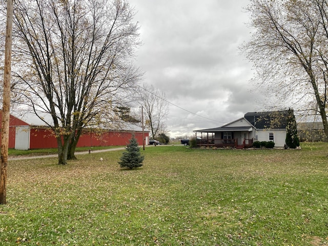 view of yard with a porch