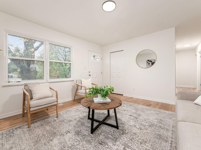 living area featuring hardwood / wood-style flooring