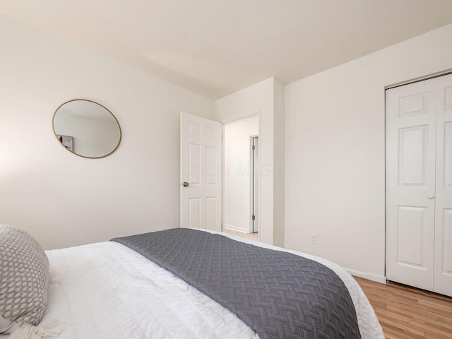 bedroom with hardwood / wood-style floors