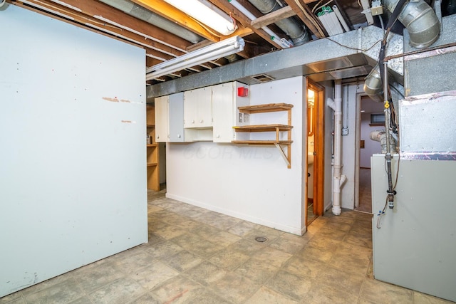 basement with heating unit