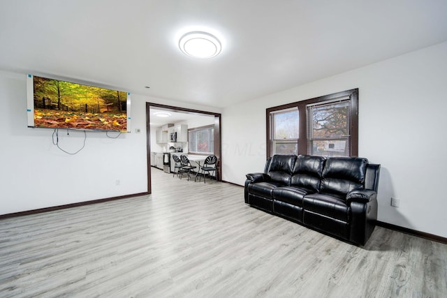 living room with light hardwood / wood-style floors