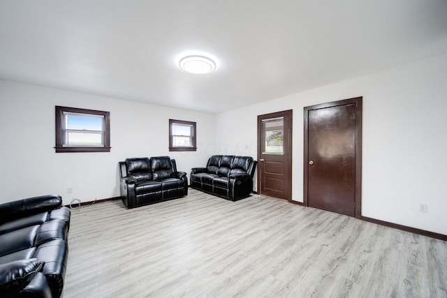 living room with light wood-type flooring