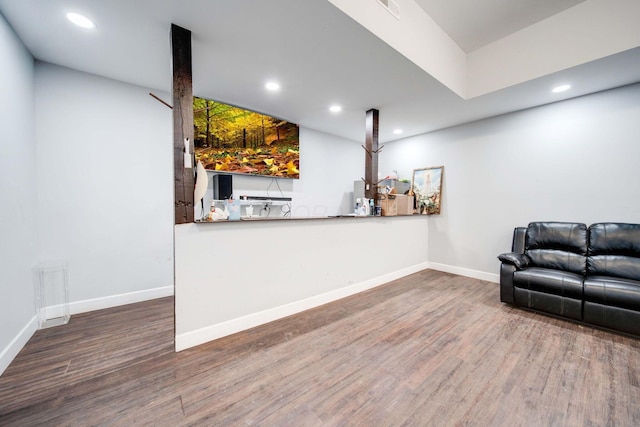 living room featuring dark hardwood / wood-style flooring