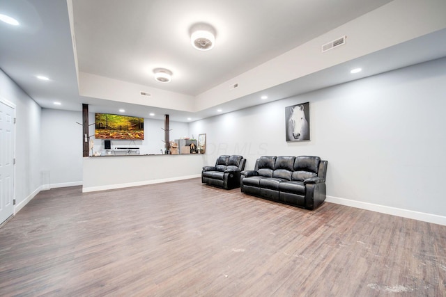 living room with hardwood / wood-style flooring