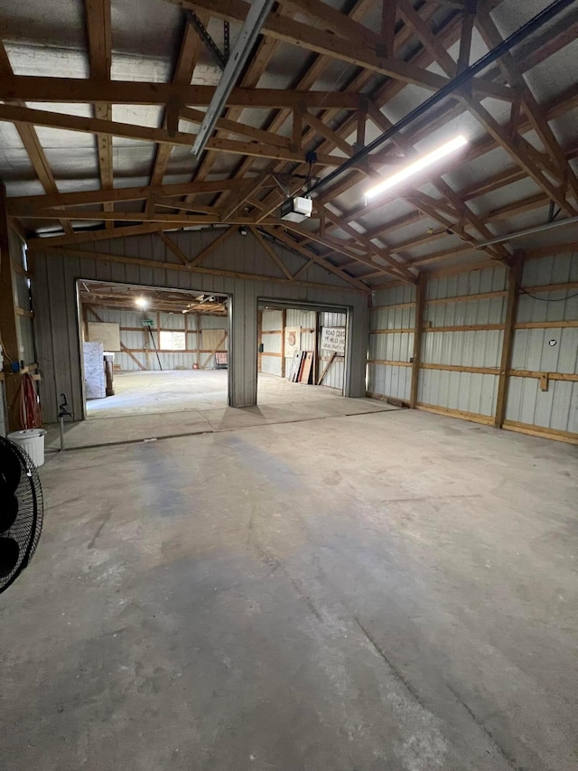 garage with a garage door opener