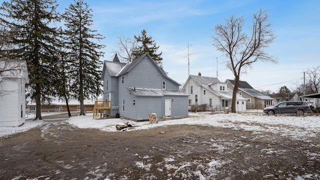 view of snow covered property